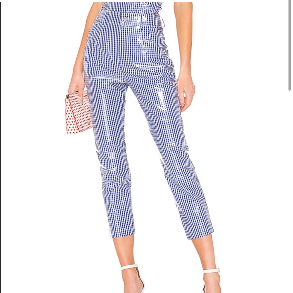 LPA Pants 417 in patent gingham (Revolve)